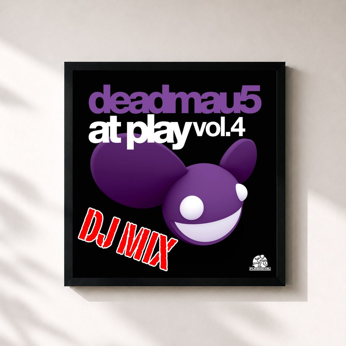 #noir Tableau carré de l'album At Play Vol. 4 DJ Mix de Deadmau5, cadre noir 32x32 cm