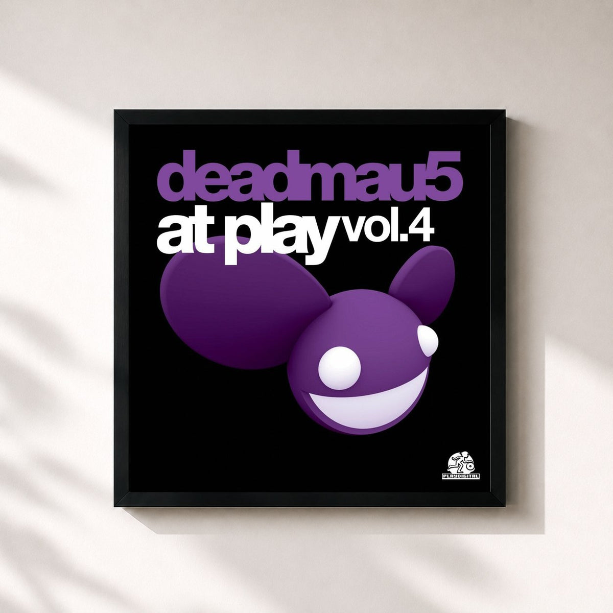 #noir Tableau carré de l'album At Play Vol. 4 de Deadmau5, cadre noir 32x32 cm