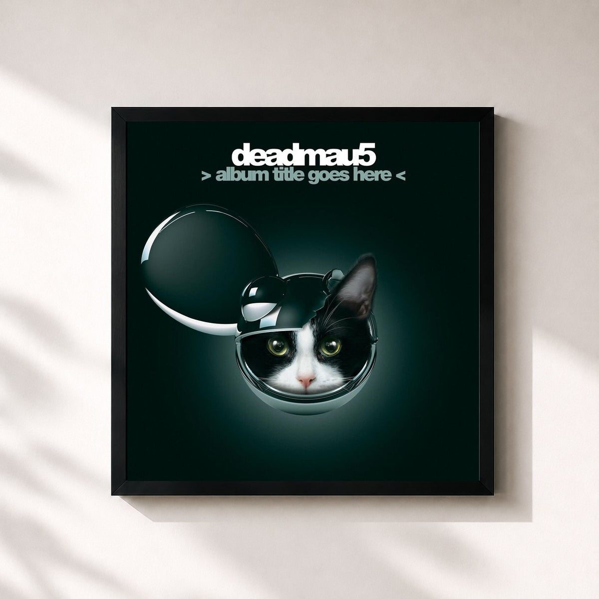 #noir Tableau carré de l'album > album title goes here < de Deadmau5, cadre noir 32x32 cm