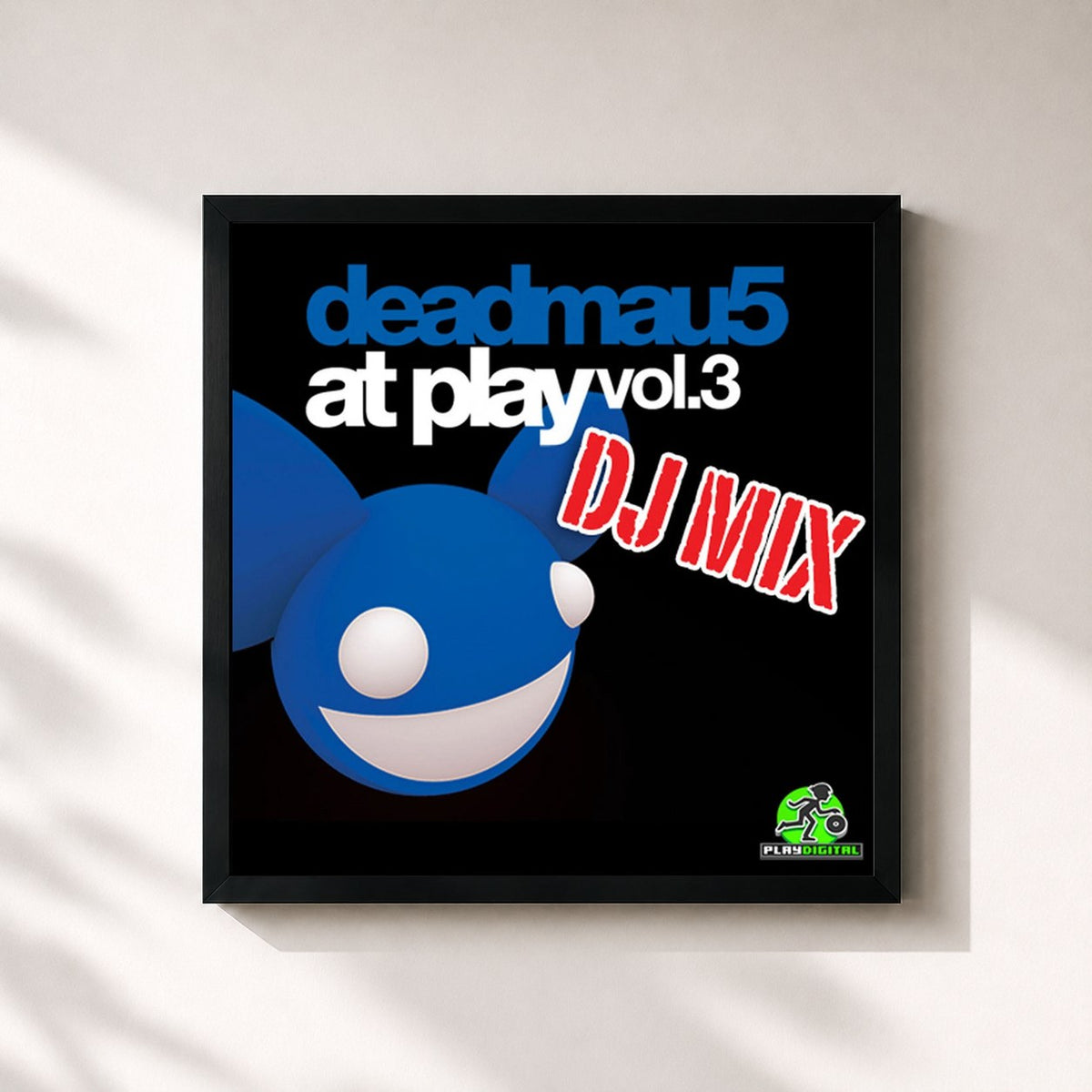 #noir Tableau carré de l'album At Play Vol. 3 DJ Mix de Deadmau5, cadre noir 32x32 cm