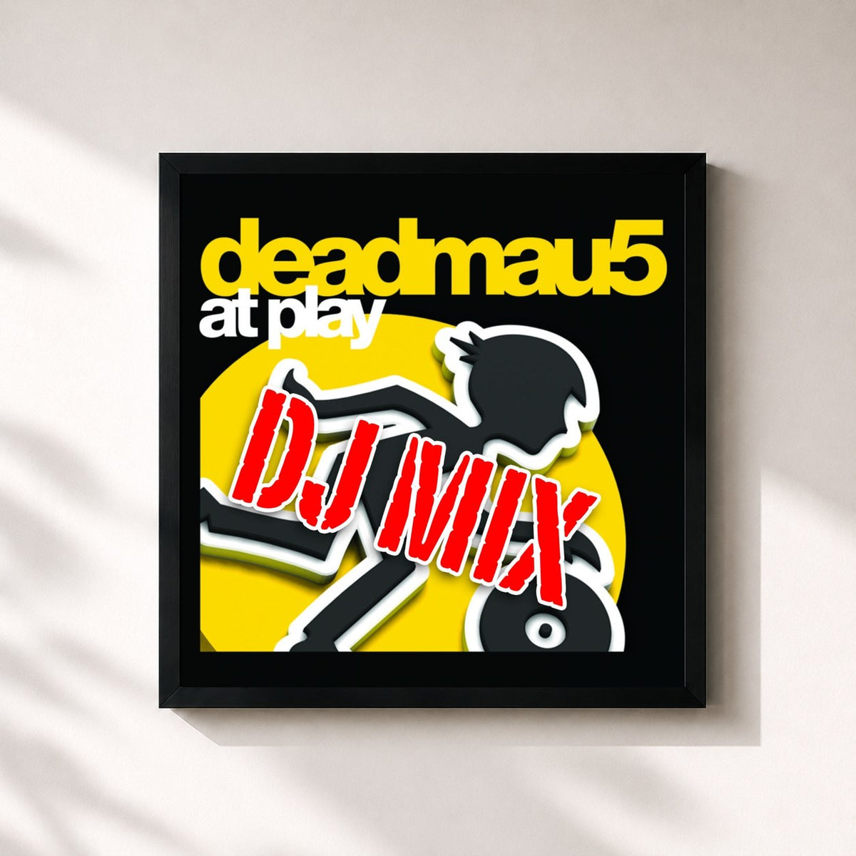 #noir Tableau carré de l'album At Play DJ Mix de Deadmau5, cadre noir 32x32 cm