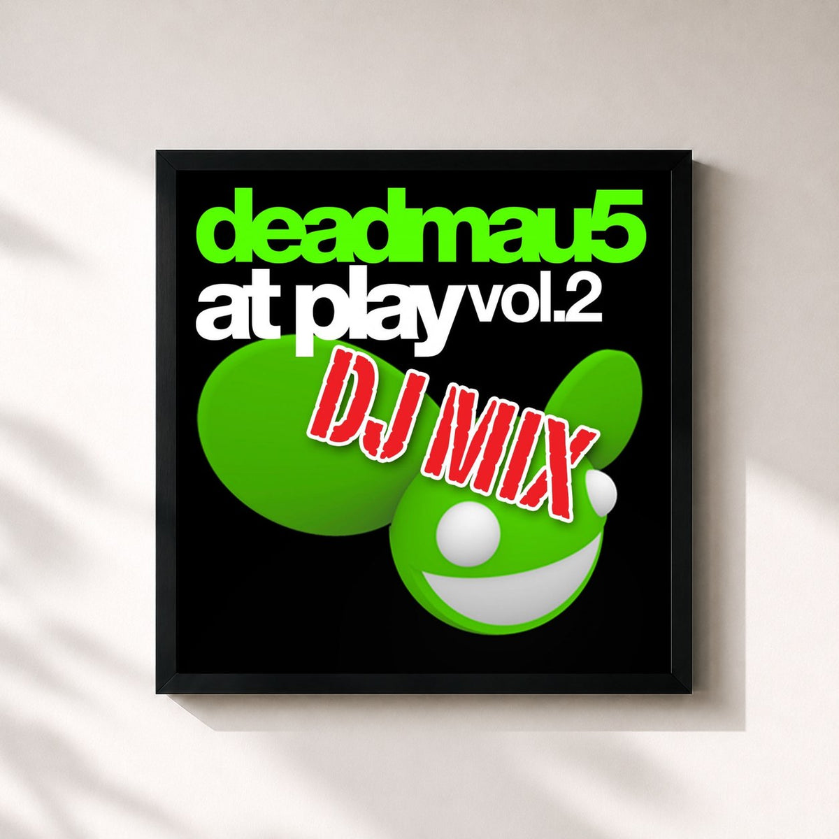 #noir Tableau carré de l'album At Play Vol. 2 DJ Mix de Deadmau5, cadre noir 32x32 cm