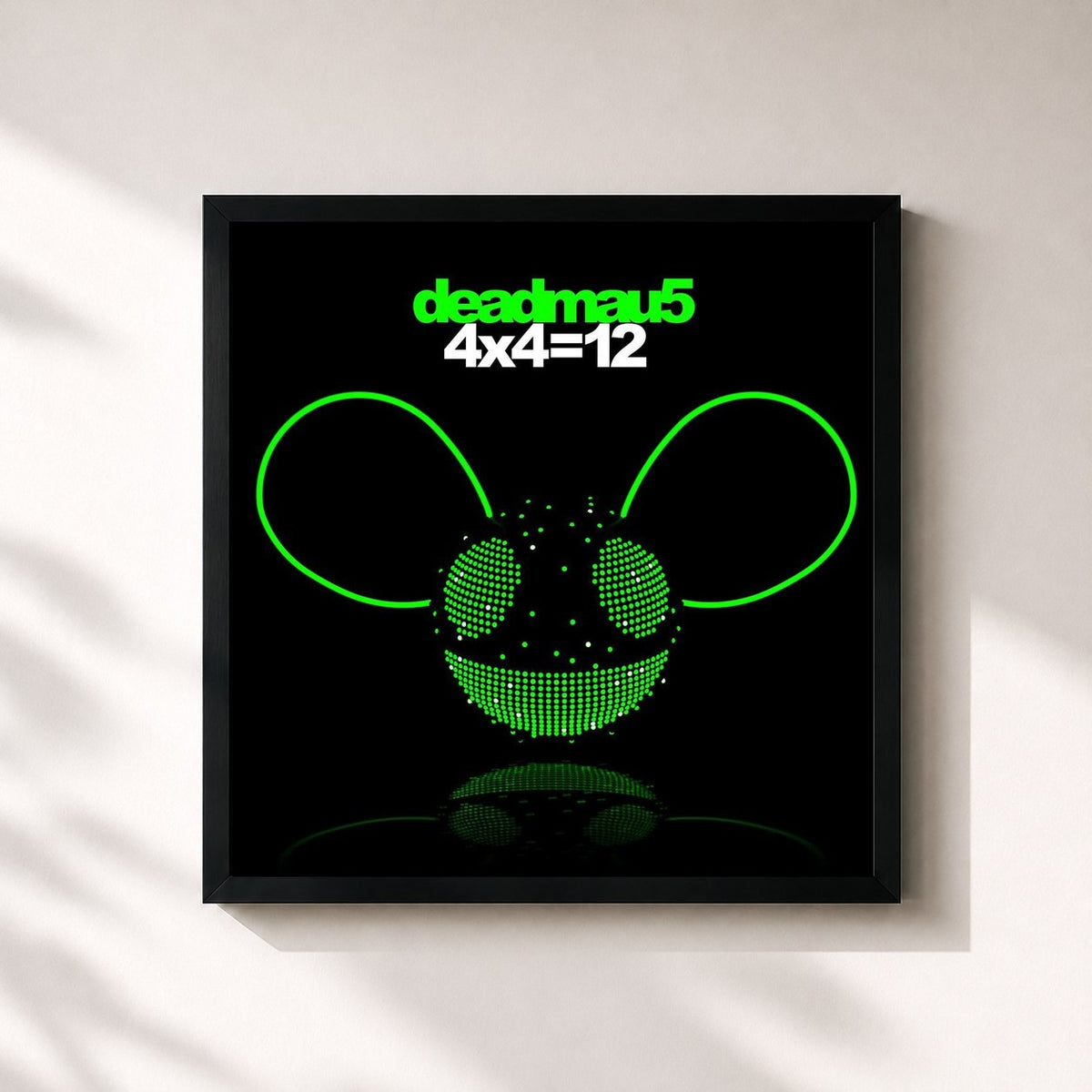 #noir Tableau carré de l'album 4x4=12 de Deadmau5, cadre noir 32x32 cm