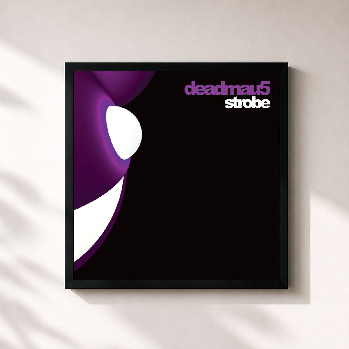 #noir Tableau carré de l'album Strobe de Deadmau5, cadre noir 32x32 cm