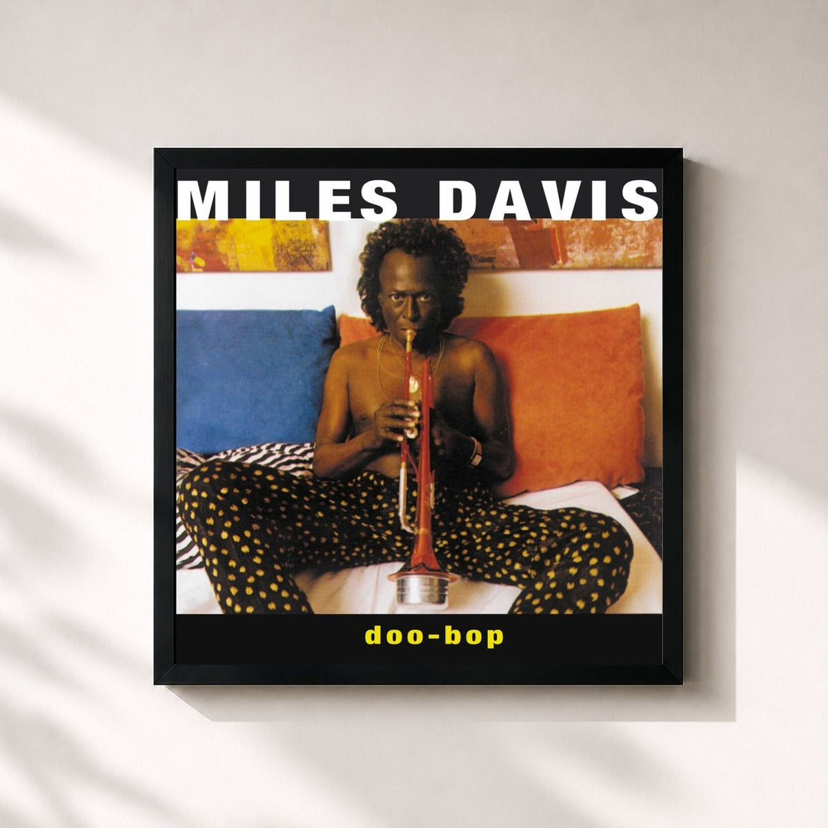 #noir Tableau carré de l'album Doo-Bop de Miles Davis, cadre noir 32x32 cm