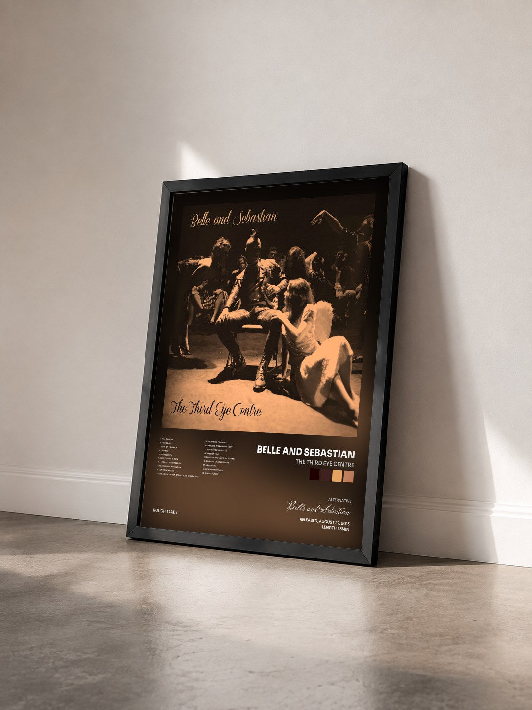 #noir Tableau de l'album The Third Eye Centre de Belle and Sebastian vu de trois quarts, cadre noir
