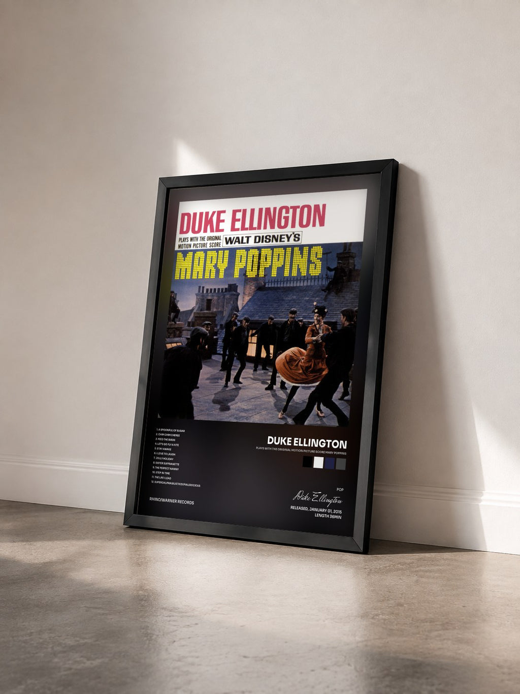 #noir Tableau de l'album Plays With The Original Motion Picture Score Mary Poppins de Duke Ellington vu de trois quarts, cadre noir