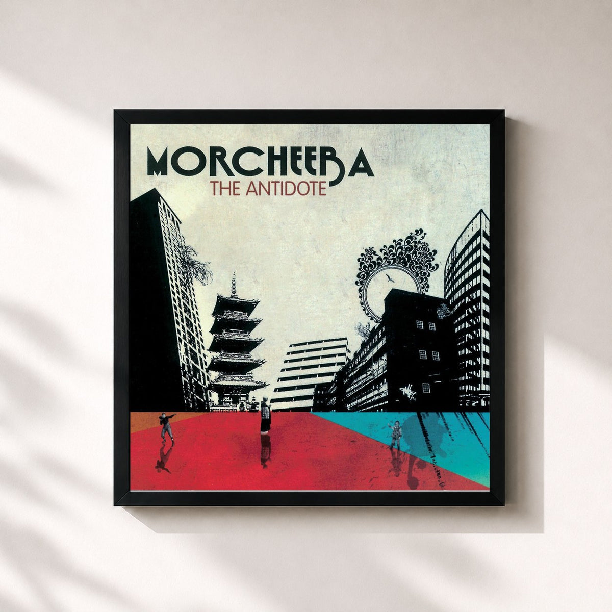 #noir Tableau carré de l'album The Antidote de Morcheeba, cadre noir 32x32 cm
