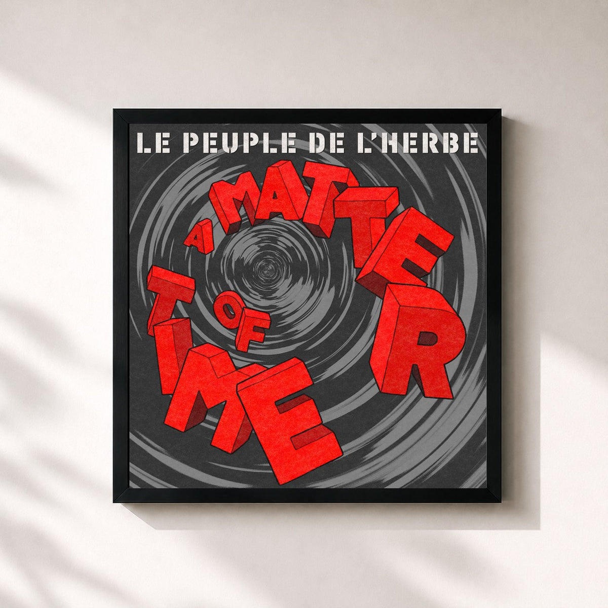 #noir Tableau carré de l'album A Matter Of Time de Le Peuple de l'Herbe, cadre noir 32x32 cm