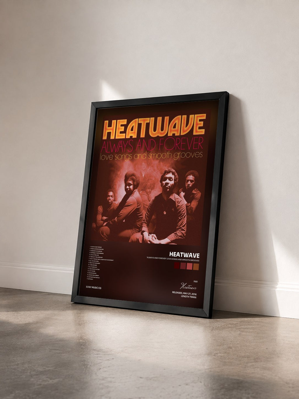 #noir Tableau de l'album 'Always And Forever' Love Songs and Smooth Grooves de Heatwave vu de trois quarts, cadre noir