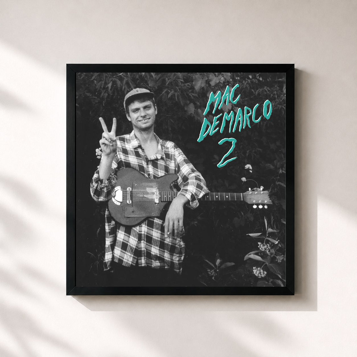 #noir Tableau carré de l'album 2 de Mac Demarco, cadre noir 32x32 cm