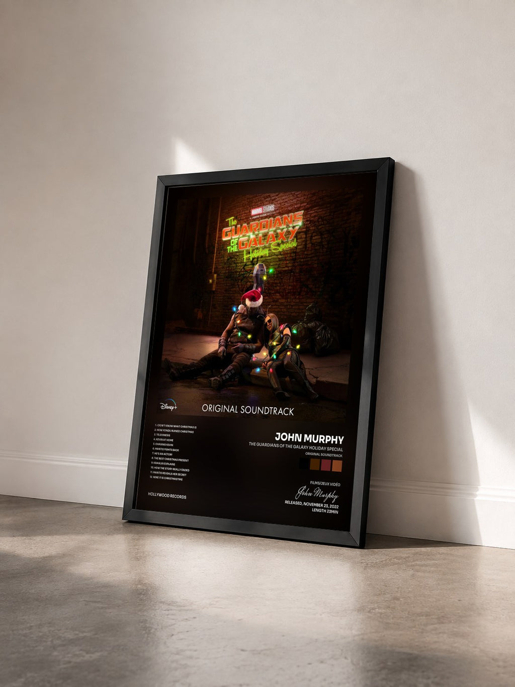 #noir The Guardians of the Galaxy Holiday Special (Original Soundtrack) de John Murphy en lámina enmarcada vista de tres cuartos, marco negro