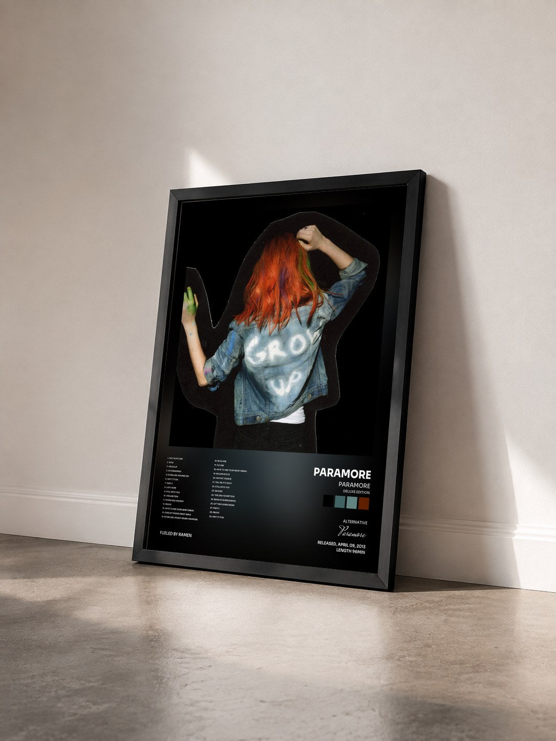 #noir Tableau de l'album Paramore (Deluxe Edition) de Paramore vu de trois quarts, cadre noir