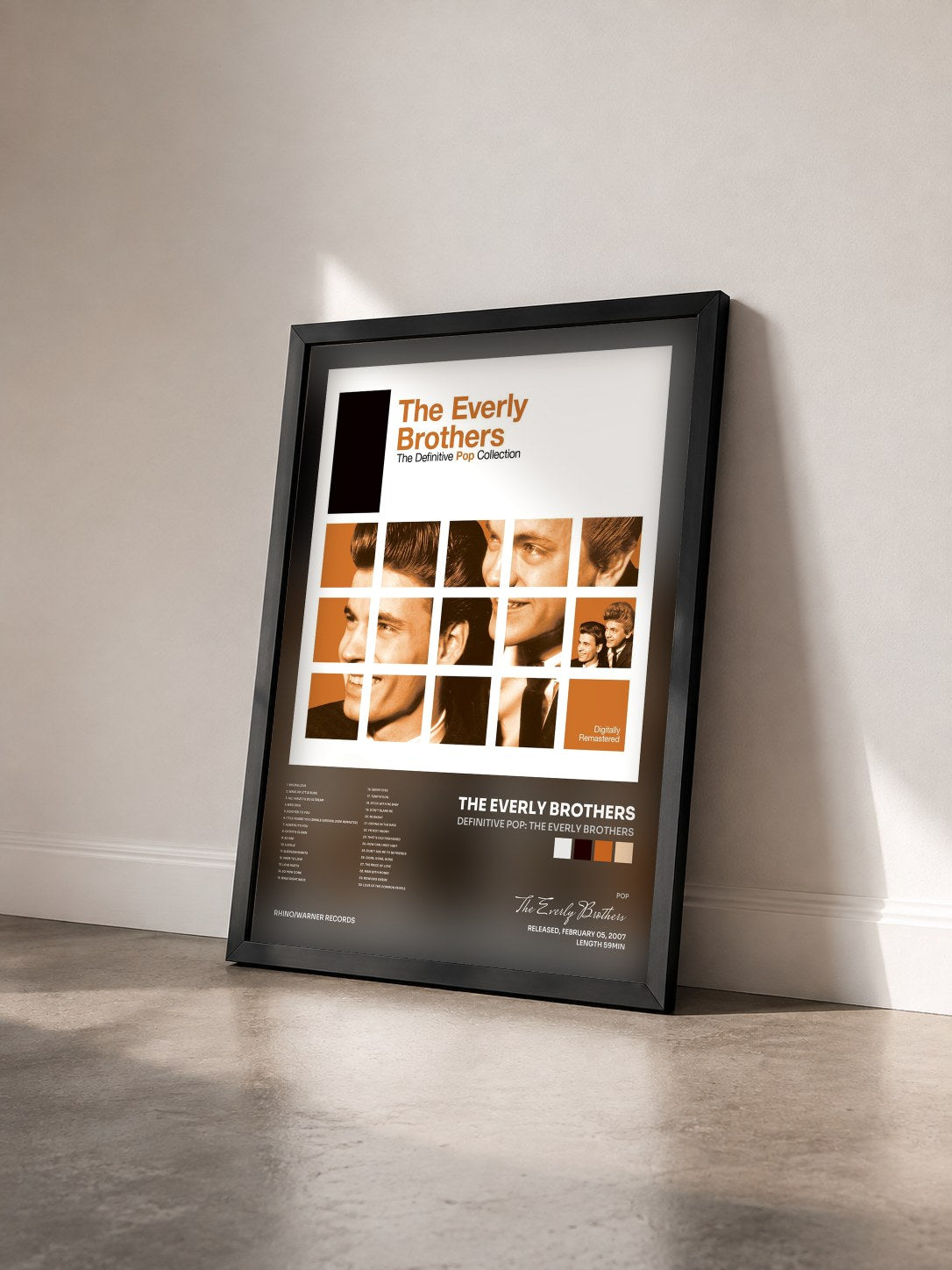 #noir Tableau de l'album Definitive Pop: The Everly Brothers de The Everly Brothers vu de trois quarts, cadre noir