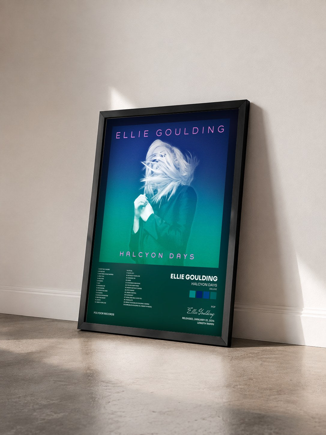 #noir Tableau de l'album Halcyon Days (Deluxe) de Ellie Goulding vu de trois quarts, cadre noir