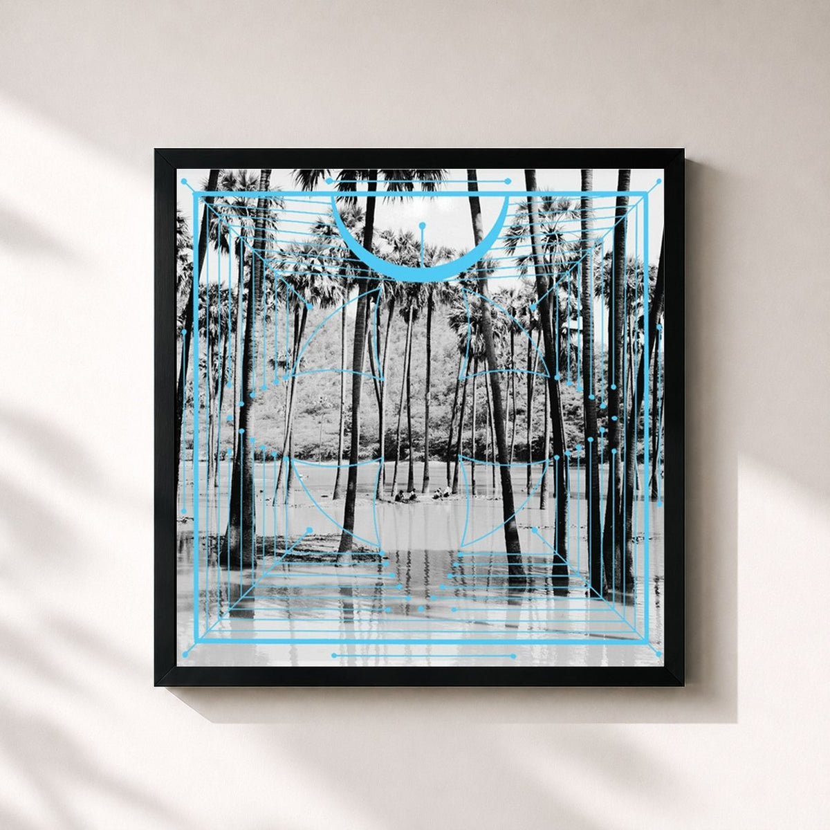 #noir Pink de Four Tet en lámina cuadrada enmarcada, marco negro de 32x32 cm