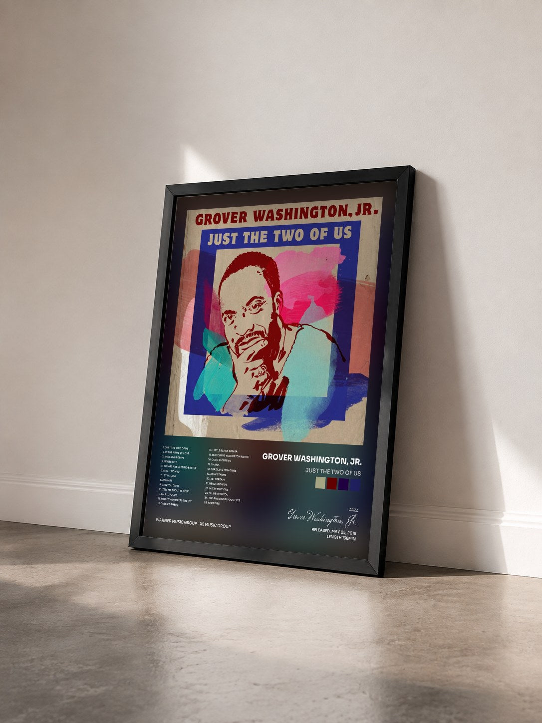 #noir Tableau de l'album Just the Two of Us de Grover Washington, Jr. vu de trois quarts, cadre noir