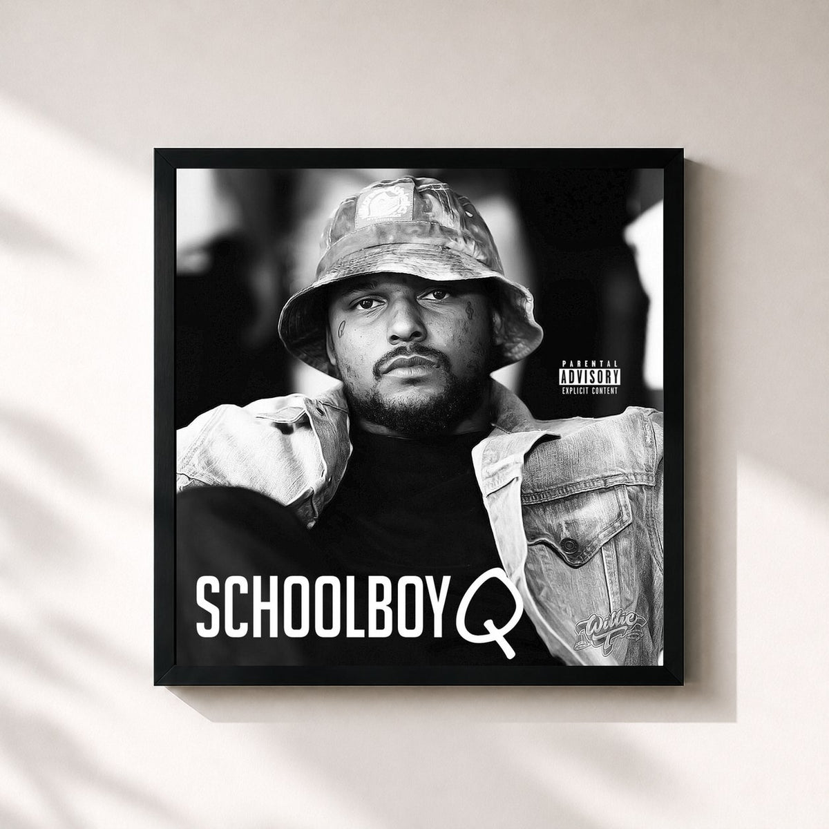 #noir Tableau carré de l'album Schoolboy Q de Schoolboy Q, cadre noir 32x32 cm