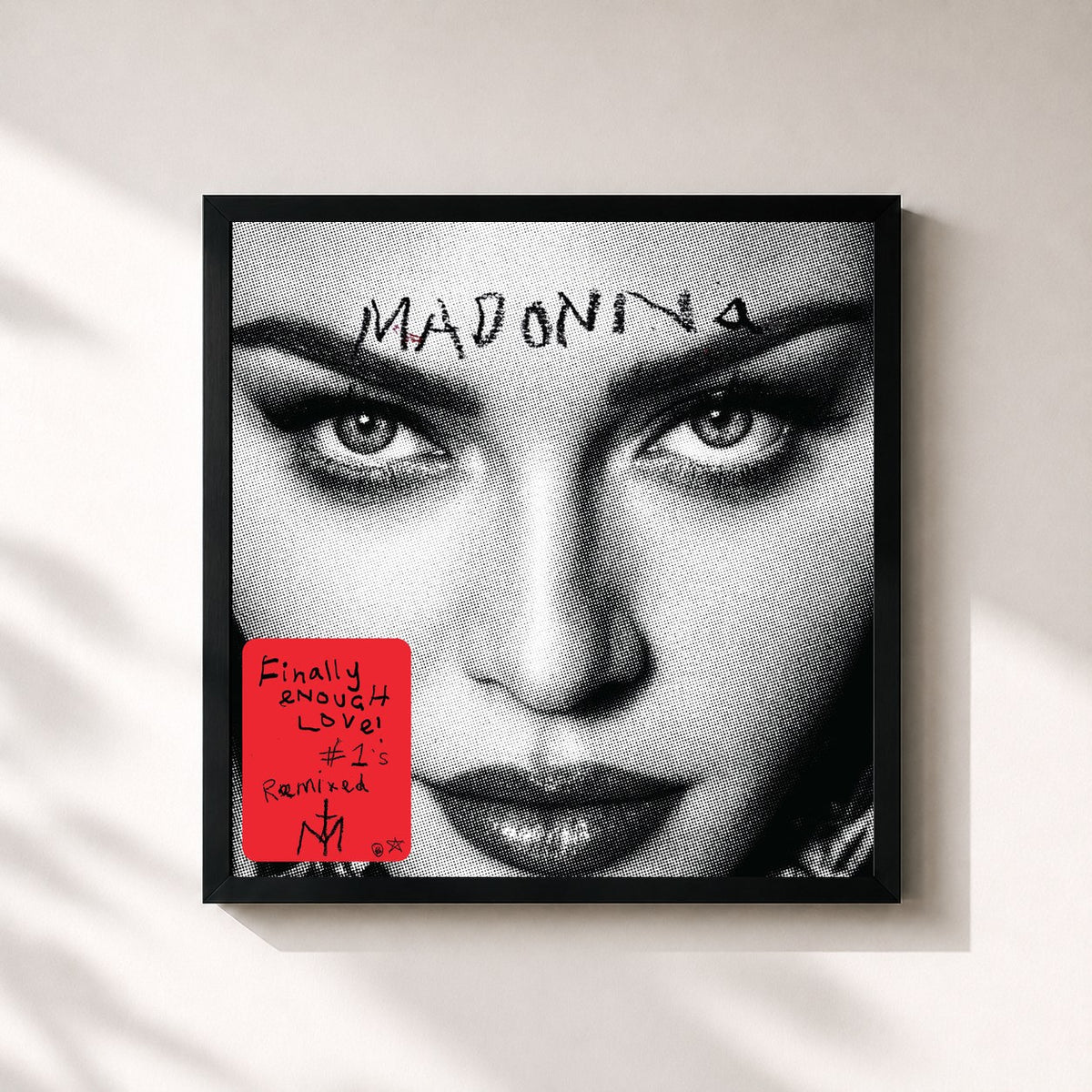 #noir Tableau carré de l'album Finally Enough Love de Madonna, cadre noir 32x32 cm