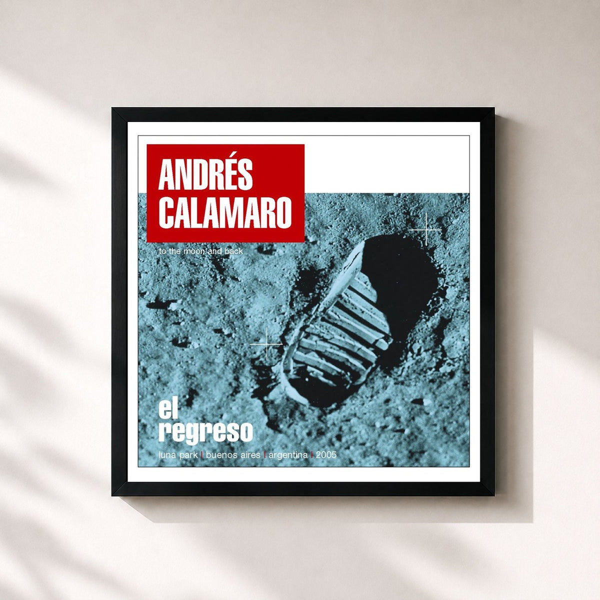 #noir Tableau carré de l'album El regreso de Andrés Calamaro, cadre noir 32x32 cm