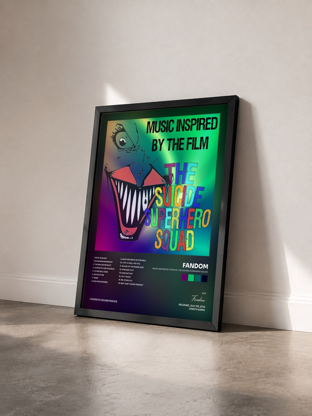 #noir Tableau de l'album Music Inspired by the Film- The Suicide Superhero Squad de Fandom vu de trois quarts, cadre noir