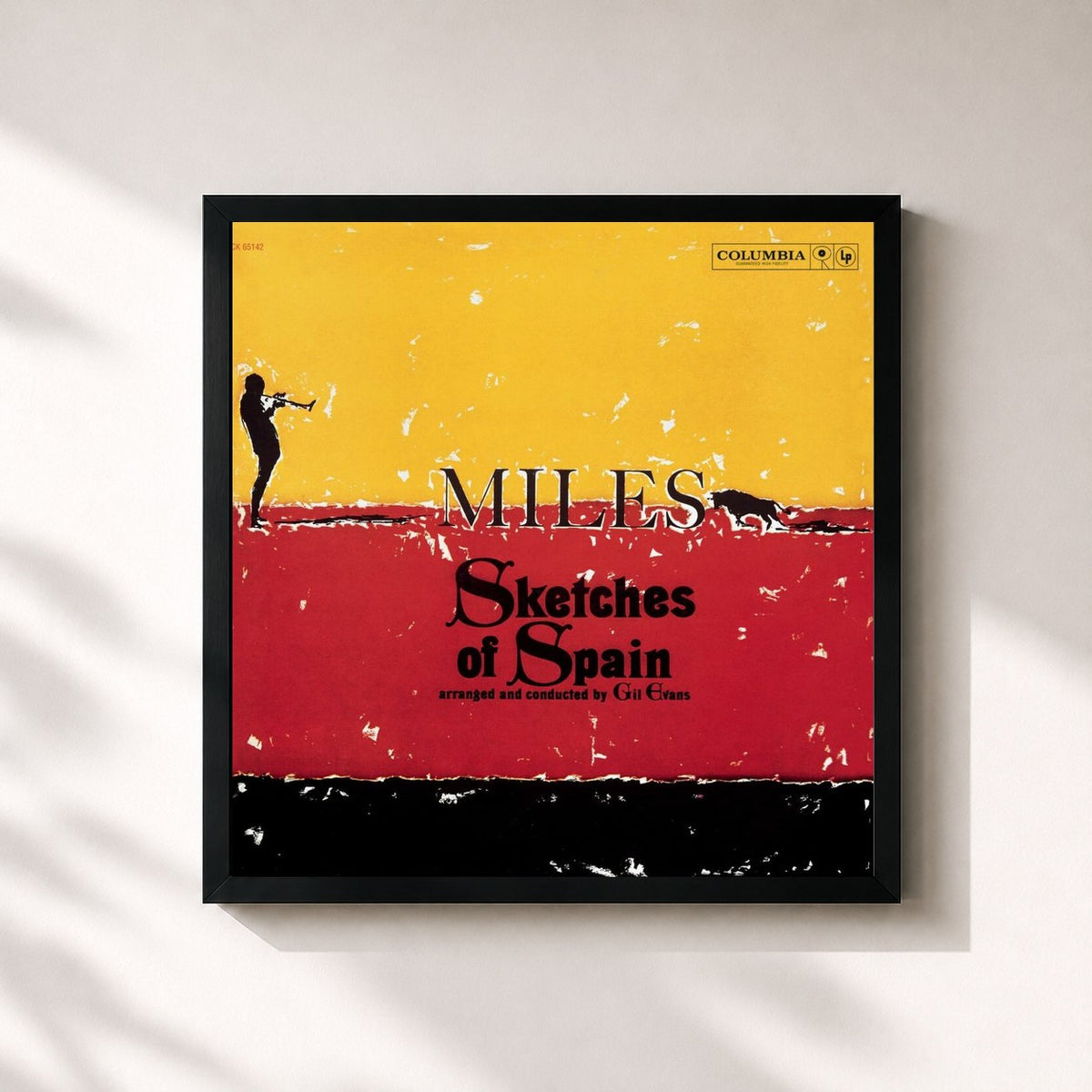 #noir Tableau carré de l'album Sketches Of Spain de Miles Davis, cadre noir 32x32 cm
