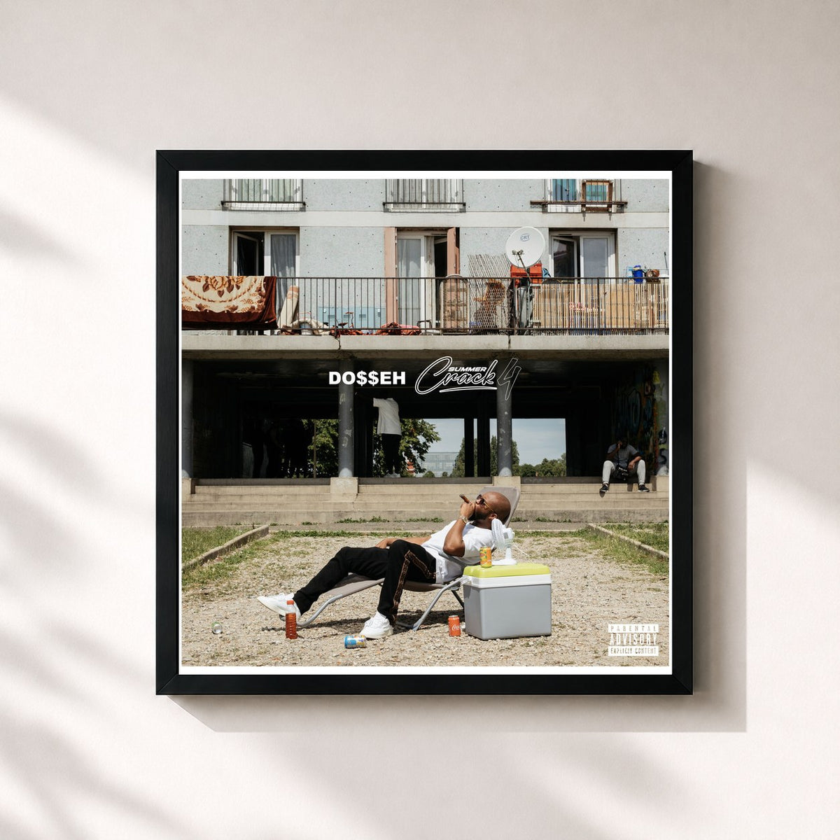 #noir Tableau carré de l'album Summer Crack 4 de Dosseh, cadre noir 32x32 cm