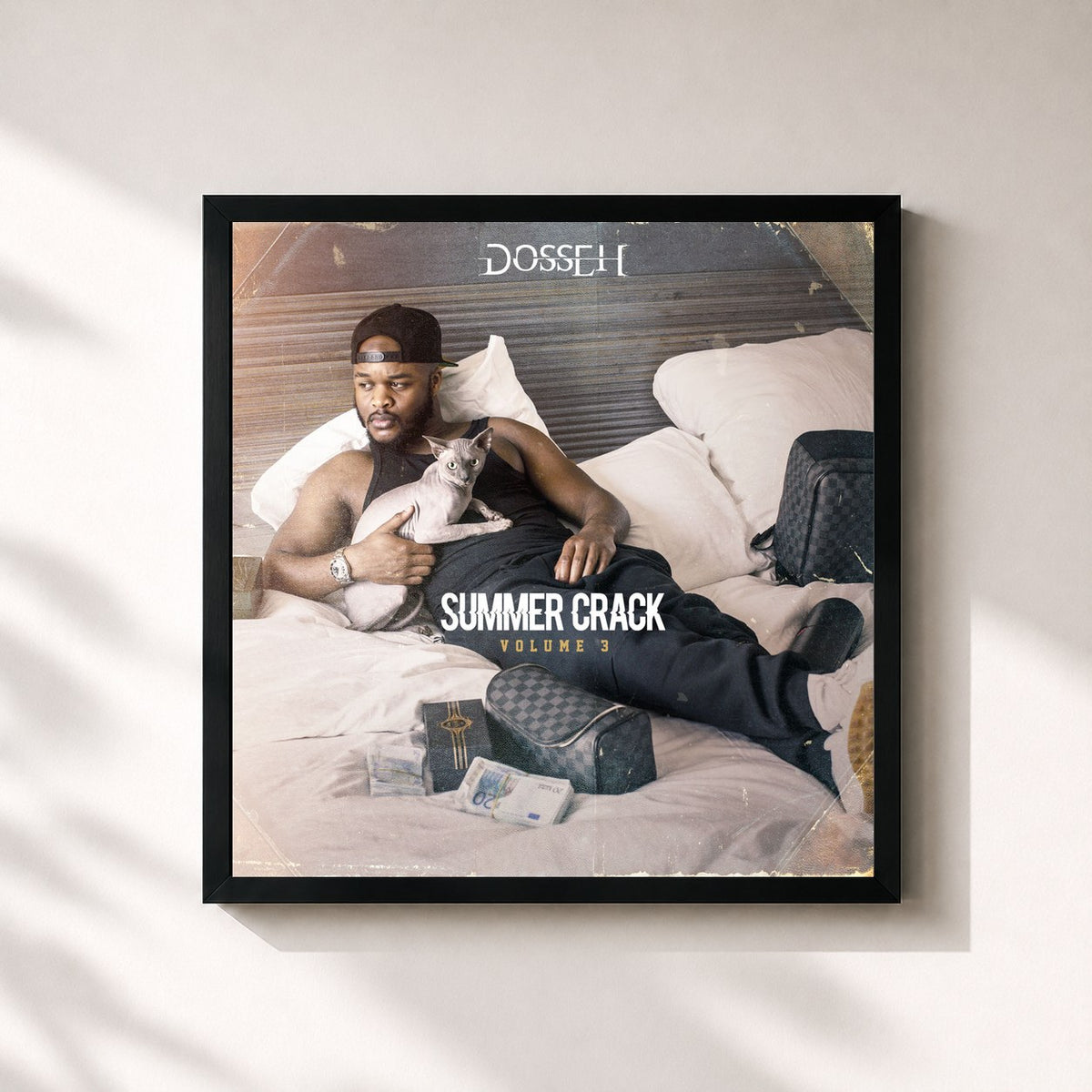 #noir Tableau carré de l'album Summer Crack Volume 3 de Dosseh, cadre noir 32x32 cm