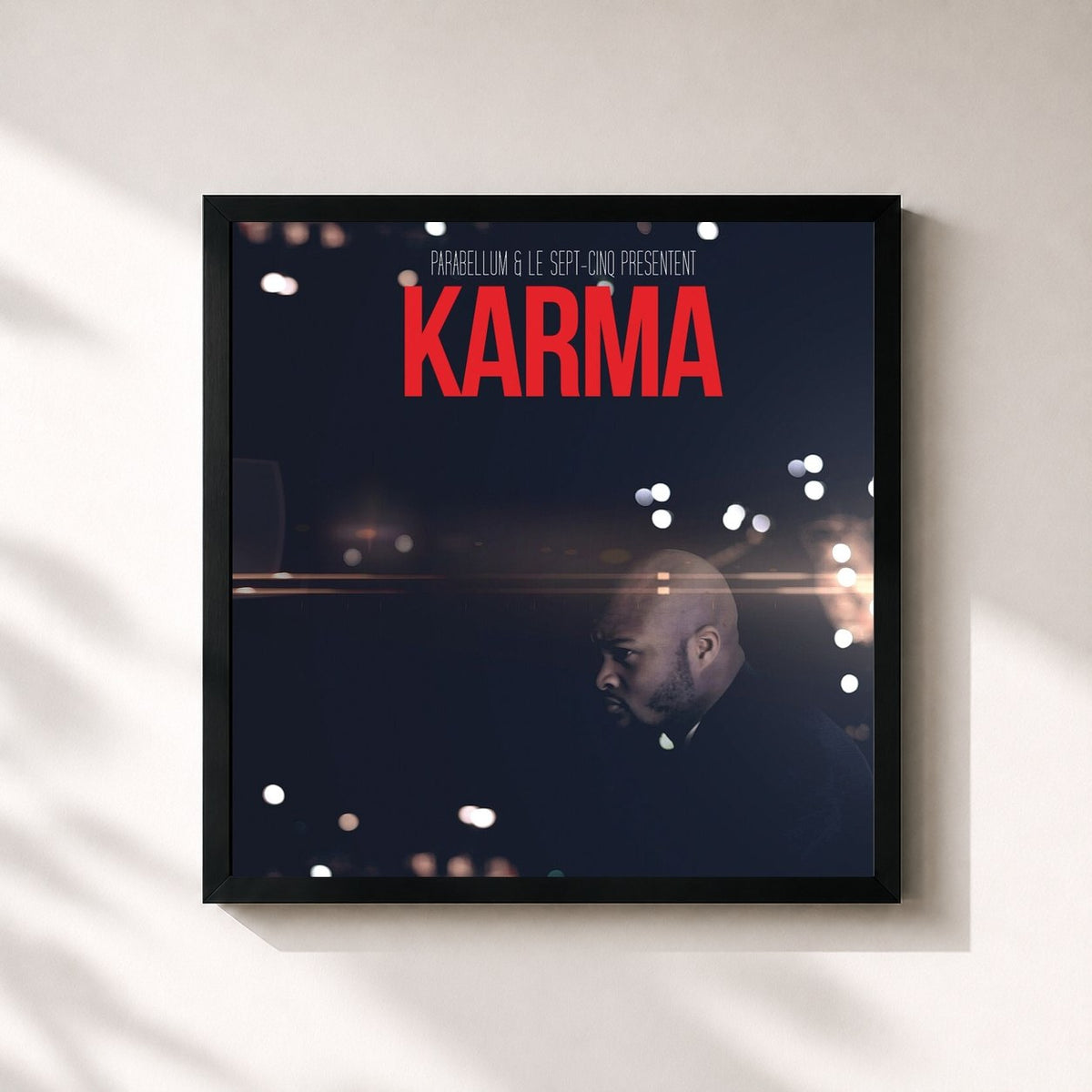 #noir Tableau carré de l'album Karma de Dosseh, cadre noir 32x32 cm
