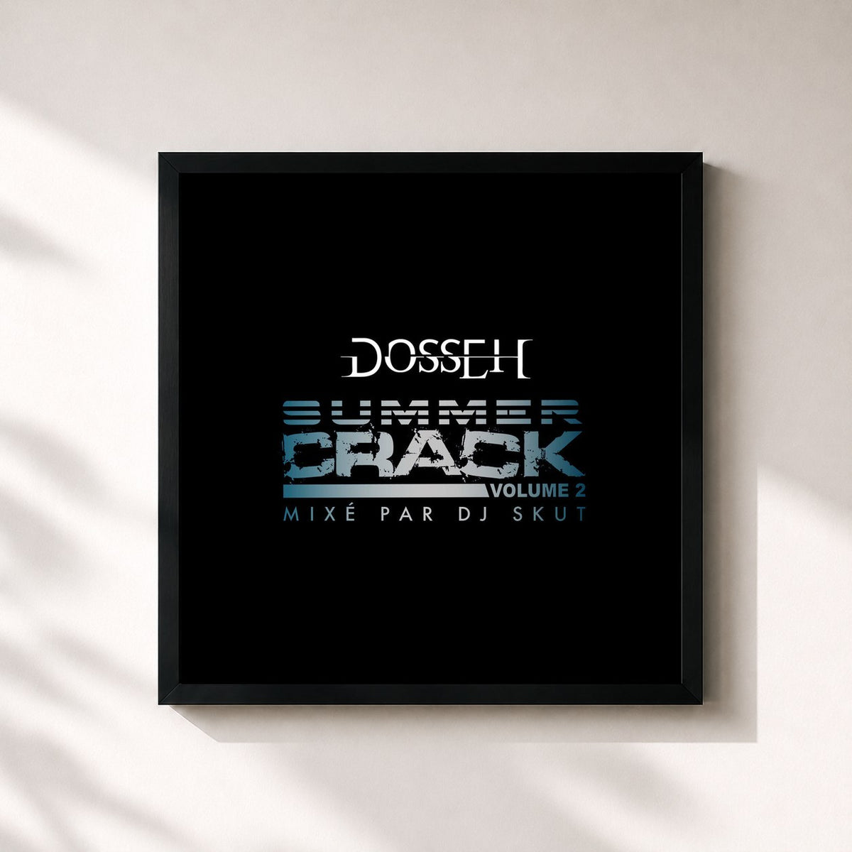 #noir Tableau carré de l'album Summer Crack 2 de Dosseh, cadre noir 32x32 cm