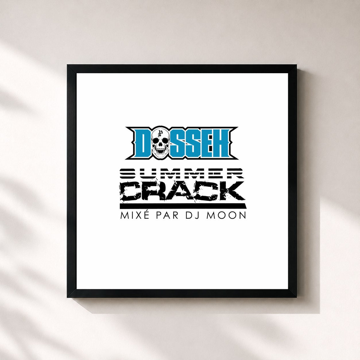 #noir Tableau carré de l'album Summer Crack de Dosseh, cadre noir 32x32 cm