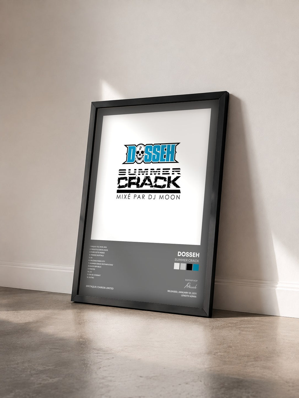 #noir Summer Crack by Dosseh as a framed art print seen at an angle, black frame
