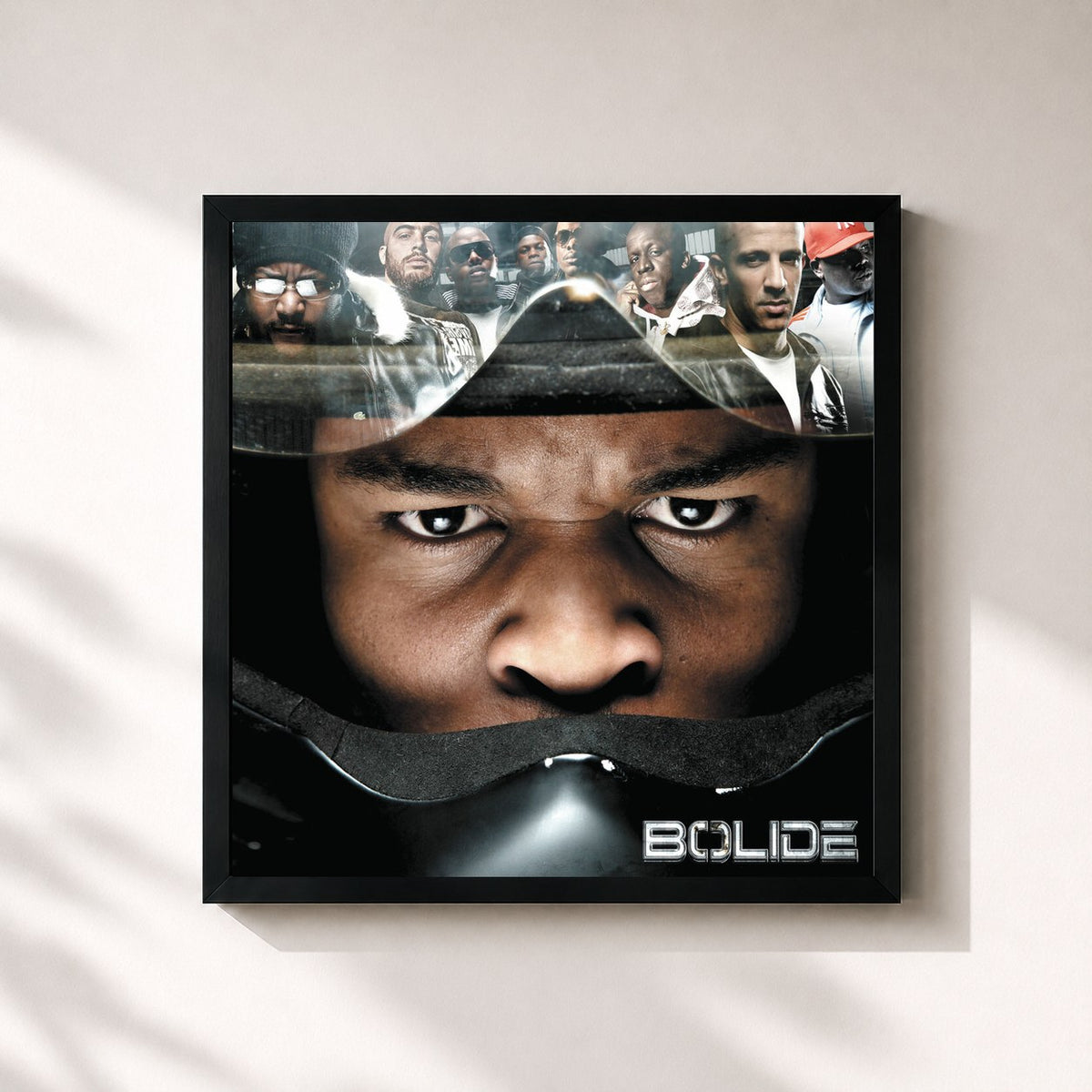#noir Tableau carré de l'album Bolide de Dosseh, cadre noir 32x32 cm