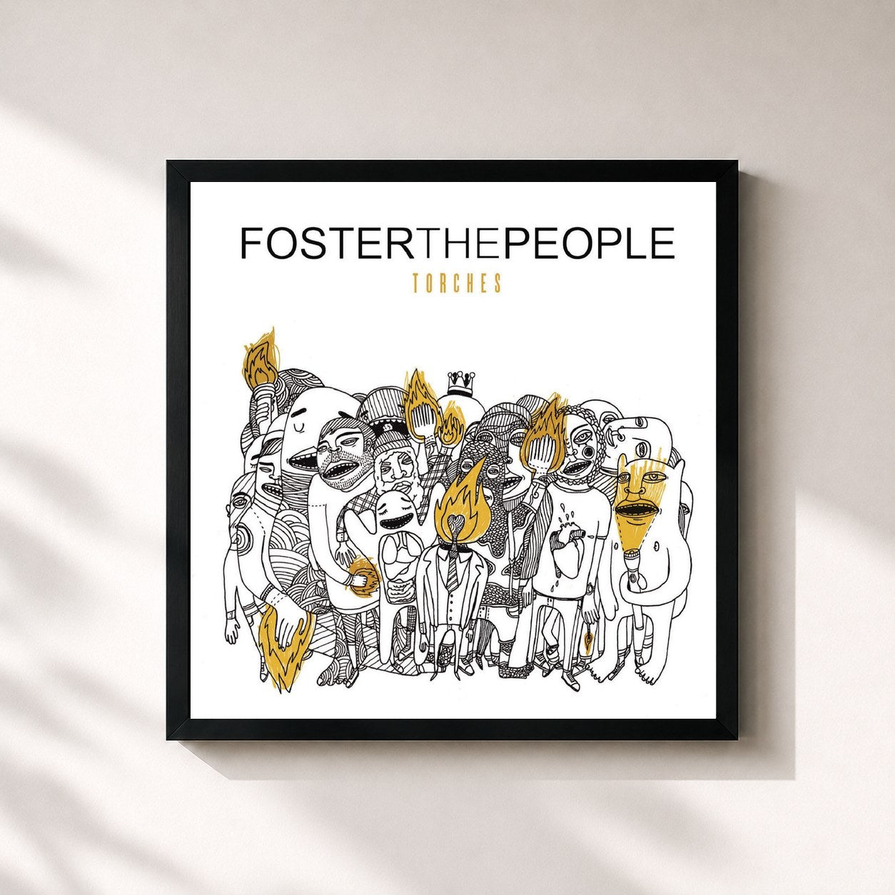 #noir Torches by Foster the People as a square framed art print, black 32x32 cm frame