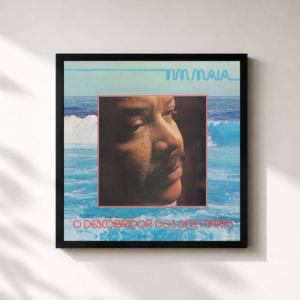 #noir O Descobridor Dos Sete Mares von Tim Maia als quadratischer Kunstdruck, schwarzer Rahmen 32x32 cm