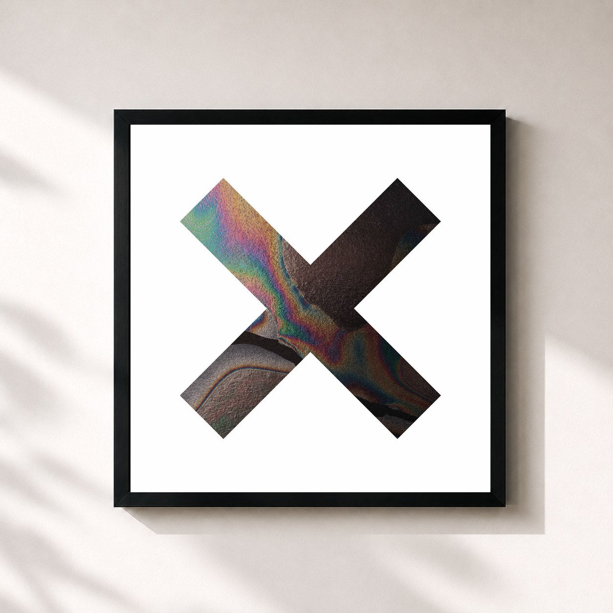 #noir Tableau carré de l'album Coexist de The xx, cadre noir 32x32 cm