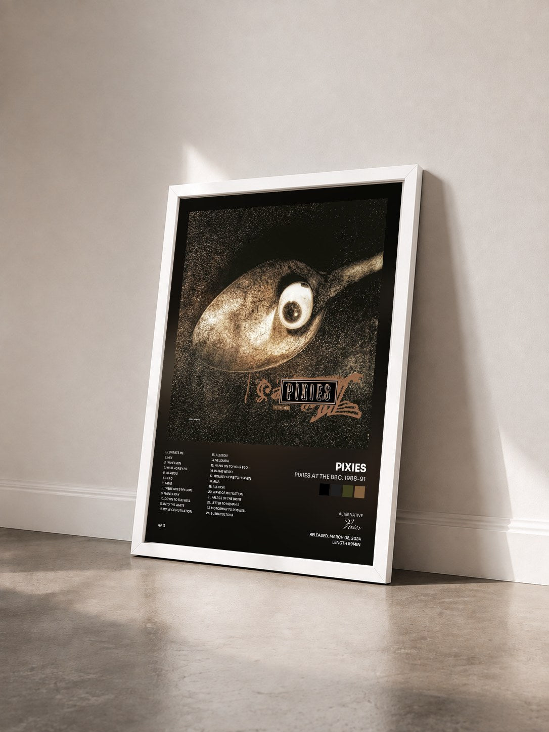#blanc Tableau de l'album Pixies at the BBC, 1988-91 de Pixies vu de trois quarts, cadre blanc