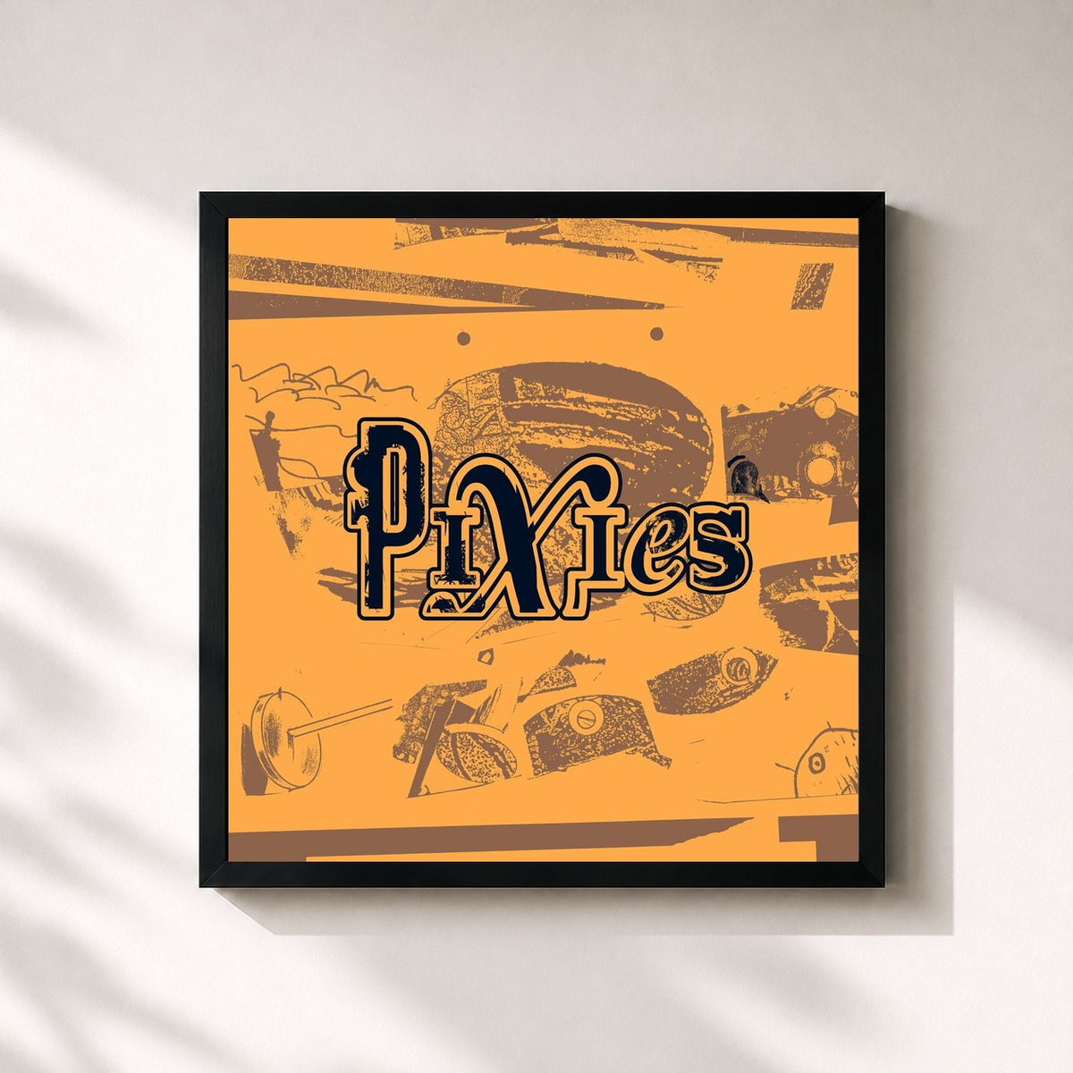 #noir Tableau carré de l'album Indie Cindy de Pixies, cadre noir 32x32 cm