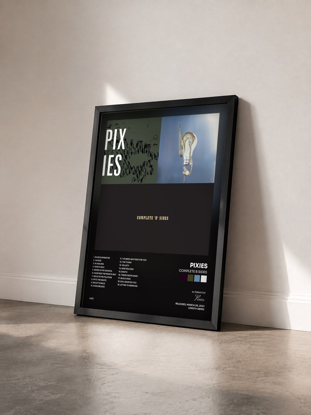 #noir Tableau de l'album Complete B Sides de Pixies vu de trois quarts, cadre noir