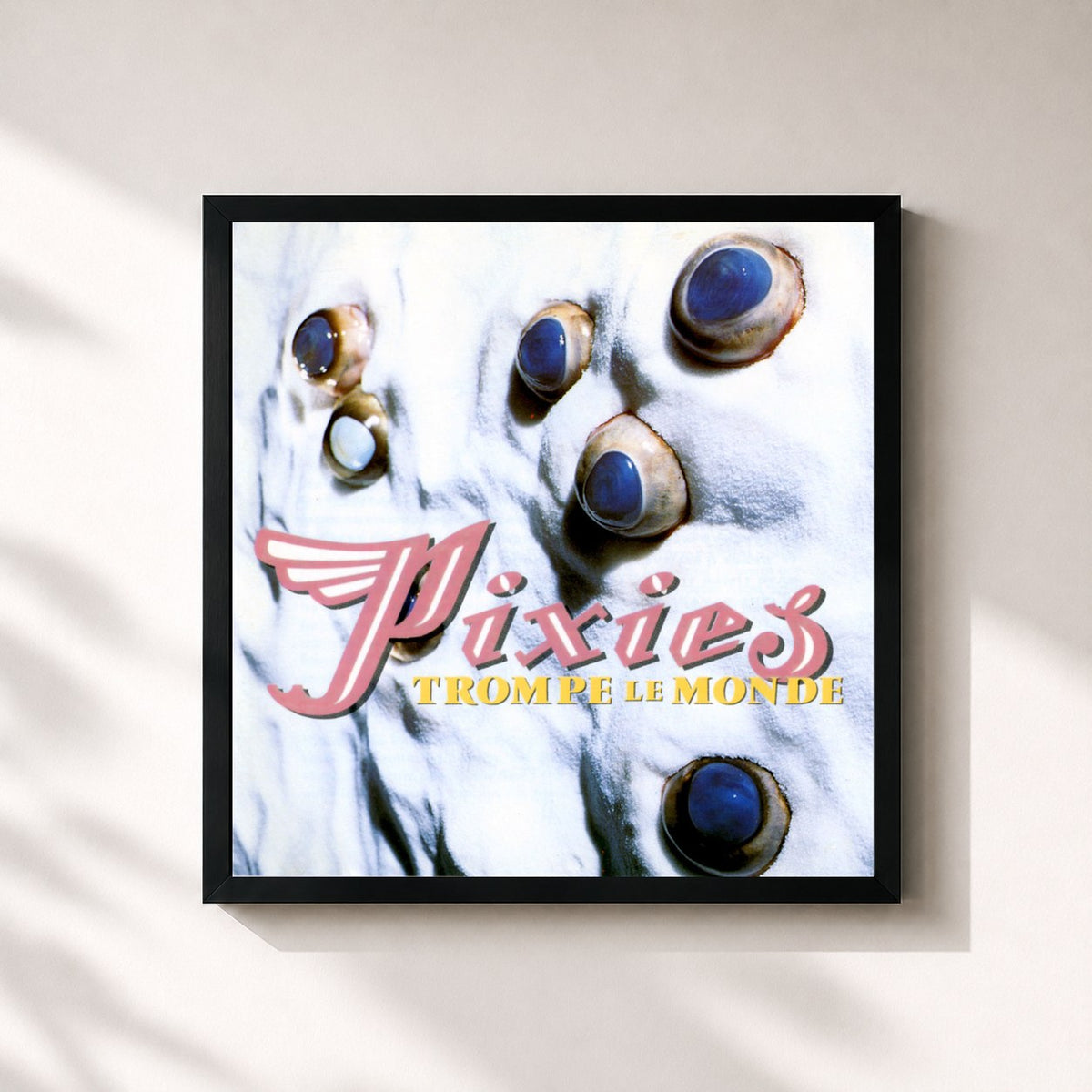 #noir Tableau carré de l'album Trompe le Monde de Pixies, cadre noir 32x32 cm
