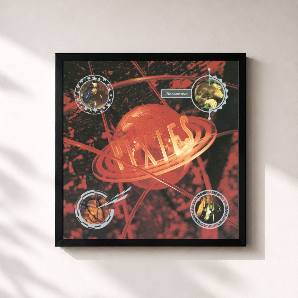 #noir Tableau carré de l'album Bossanova de Pixies, cadre noir 32x32 cm