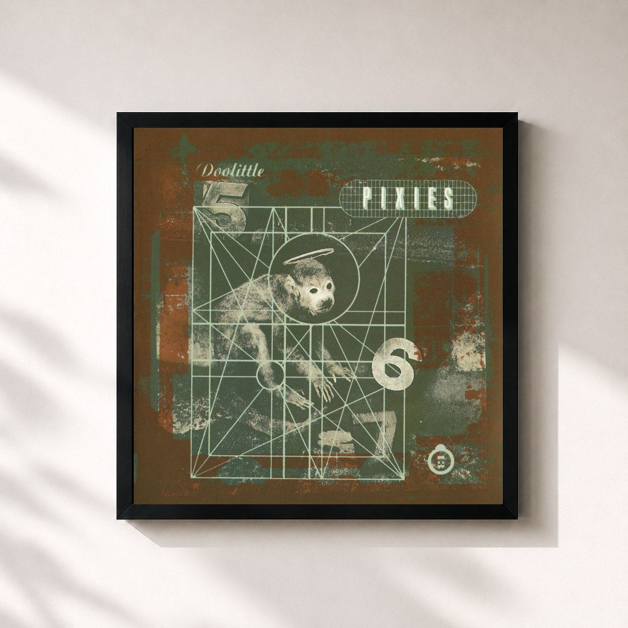 #noir Tableau carré de l'album Doolittle de Pixies, cadre noir 32x32 cm