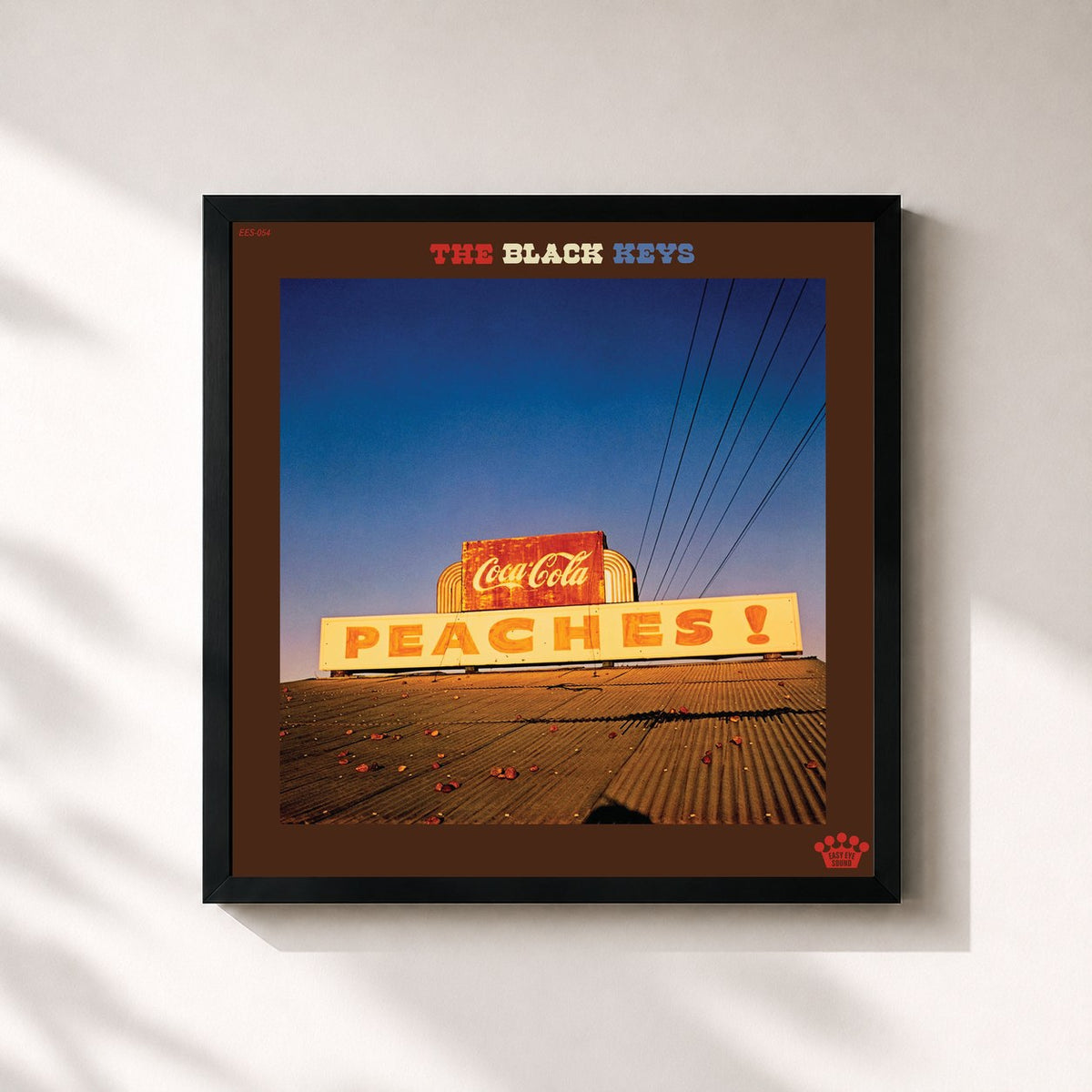 #noir Tableau carré de l'album Peaches! de The Black Keys, cadre noir 32x32 cm