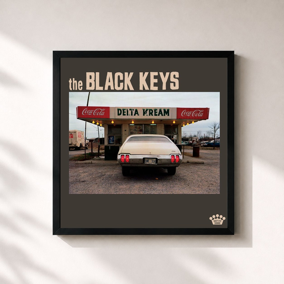 #noir Tableau carré de l'album Delta Kream de The Black Keys, cadre noir 32x32 cm