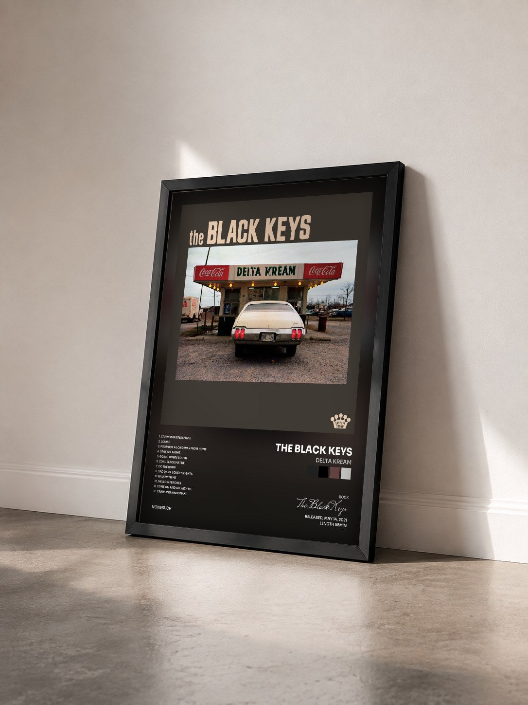 #noir Tableau de l'album Delta Kream de The Black Keys vu de trois quarts, cadre noir