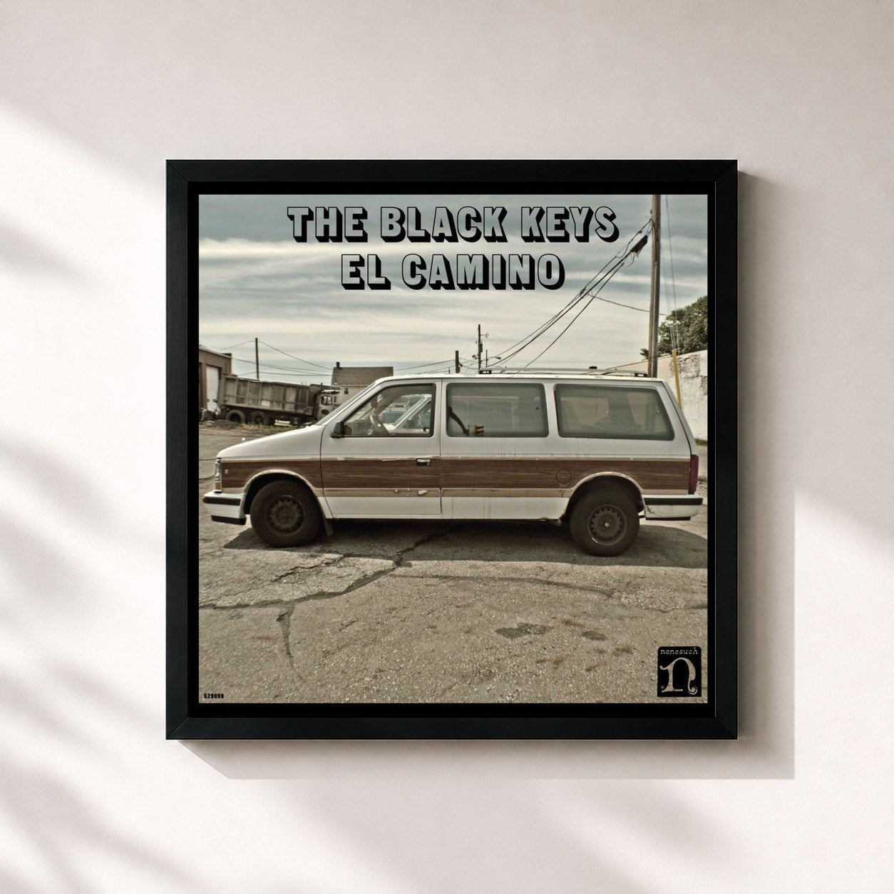 #noir Tableau carré de l'album El Camino de The Black Keys, cadre noir 32x32 cm
