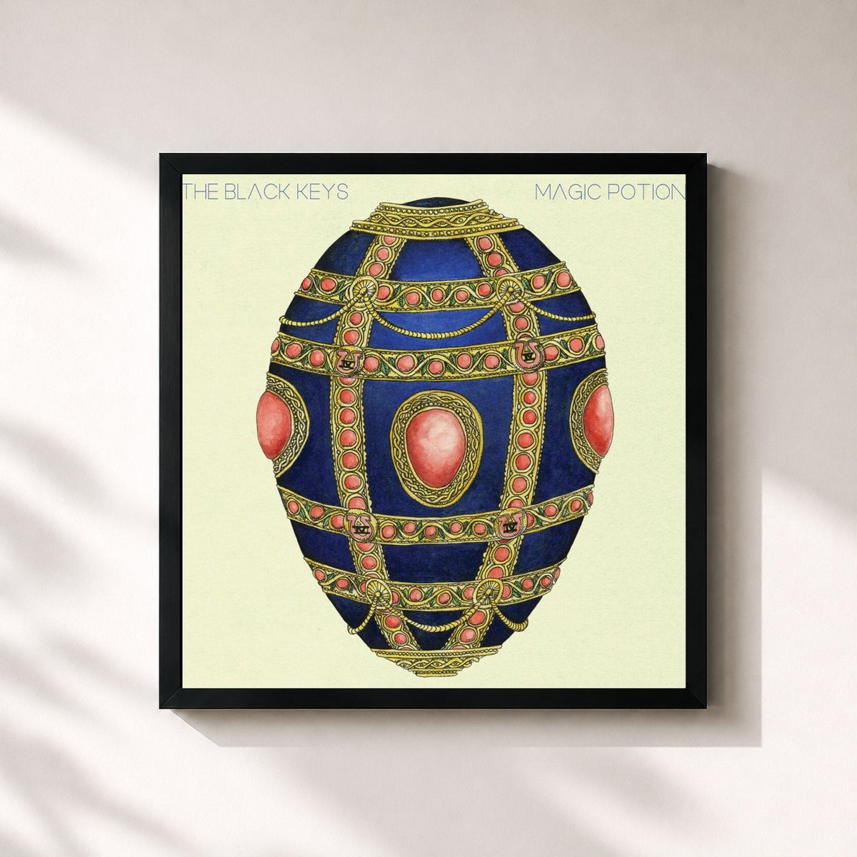 #noir Tableau carré de l'album Magic Potion de The Black Keys, cadre noir 32x32 cm