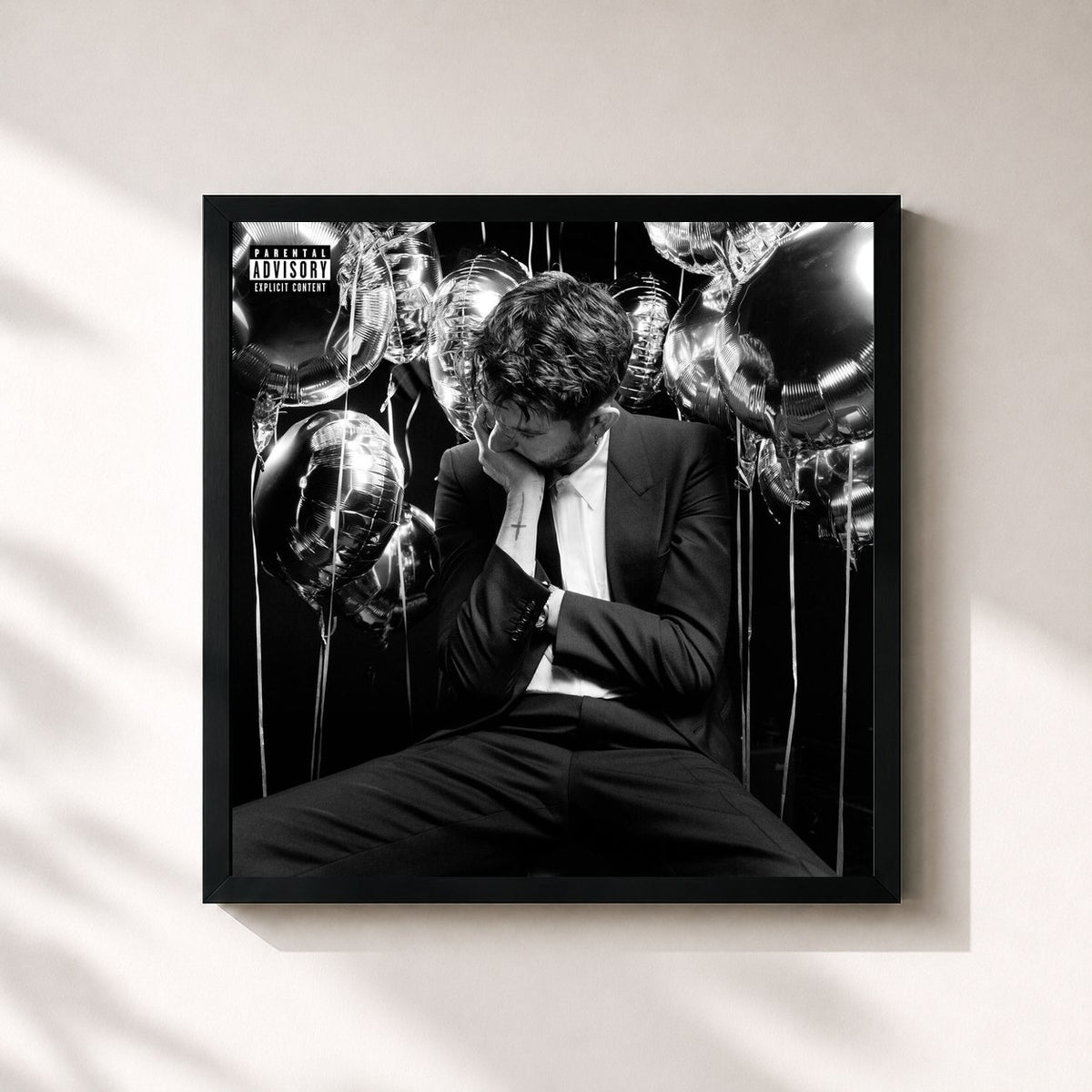 #noir Helium de G-Eazy en lámina cuadrada enmarcada, marco negro de 32x32 cm