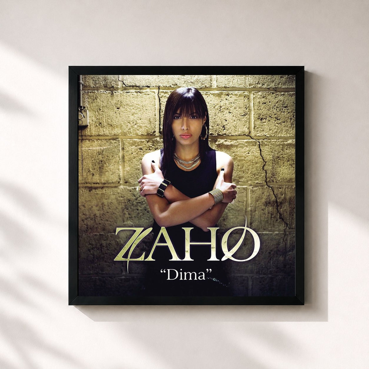 #noir Tableau carré de l'album Dima de Zaho, cadre noir 32x32 cm