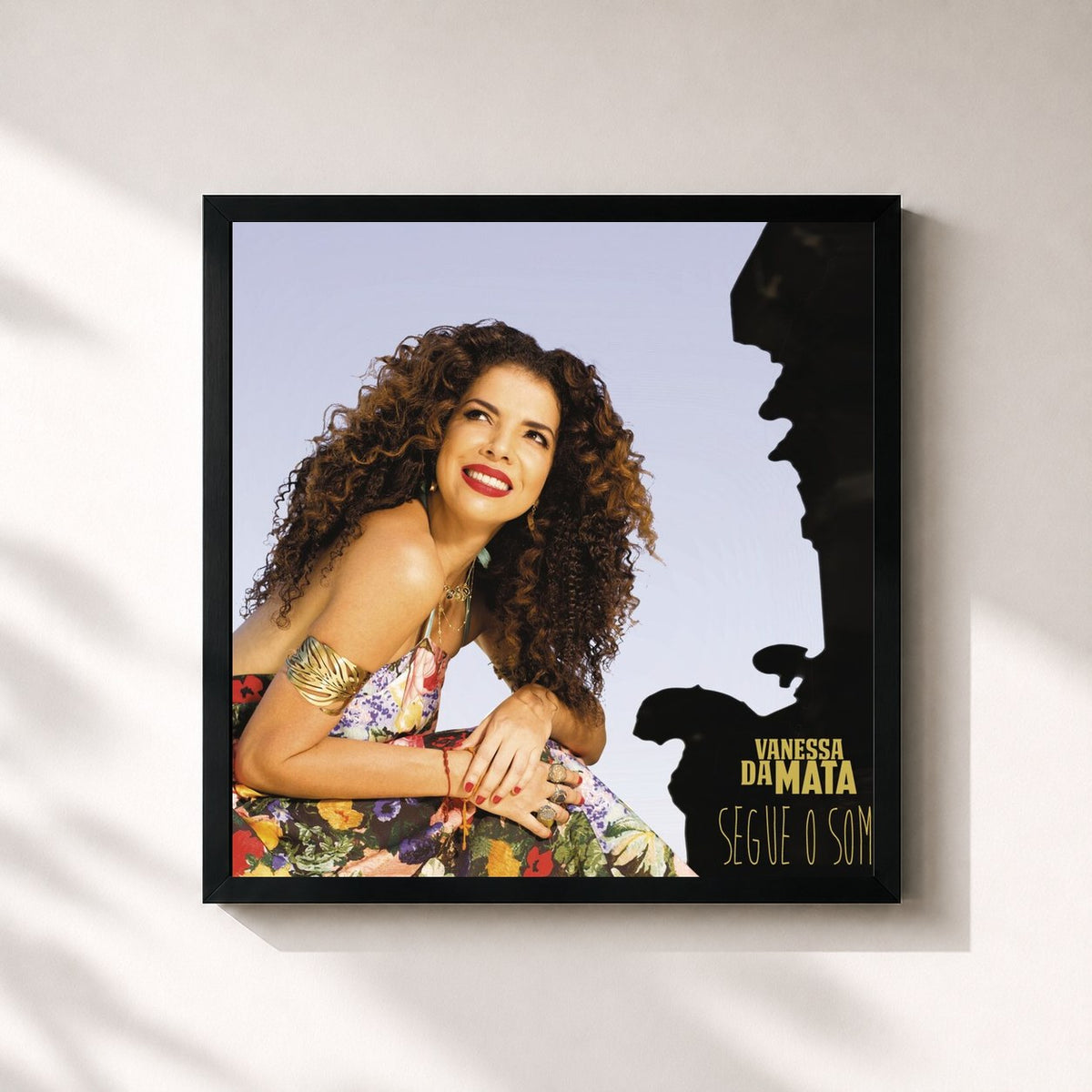 #noir Tableau carré de l'album Segue o Som de Vanessa da Mata, cadre noir 32x32 cm
